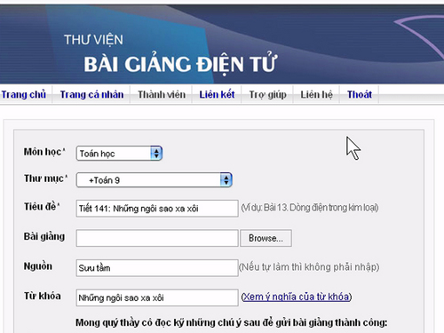 Các tính năng nổi bật của Thư viện bài giảng điện tử 